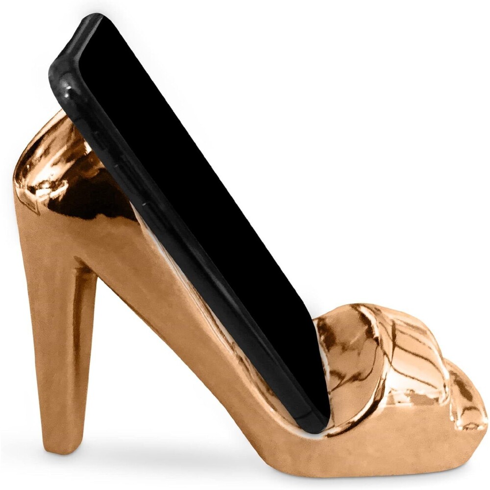 Trovety Rose Gold High Heel Holder for Cell Phone - Porcelain Shoe Phone Stand